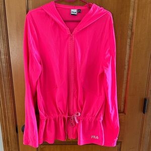 Fila Sport Vibrant Pink Hooded Jacket Cinch Waist XL